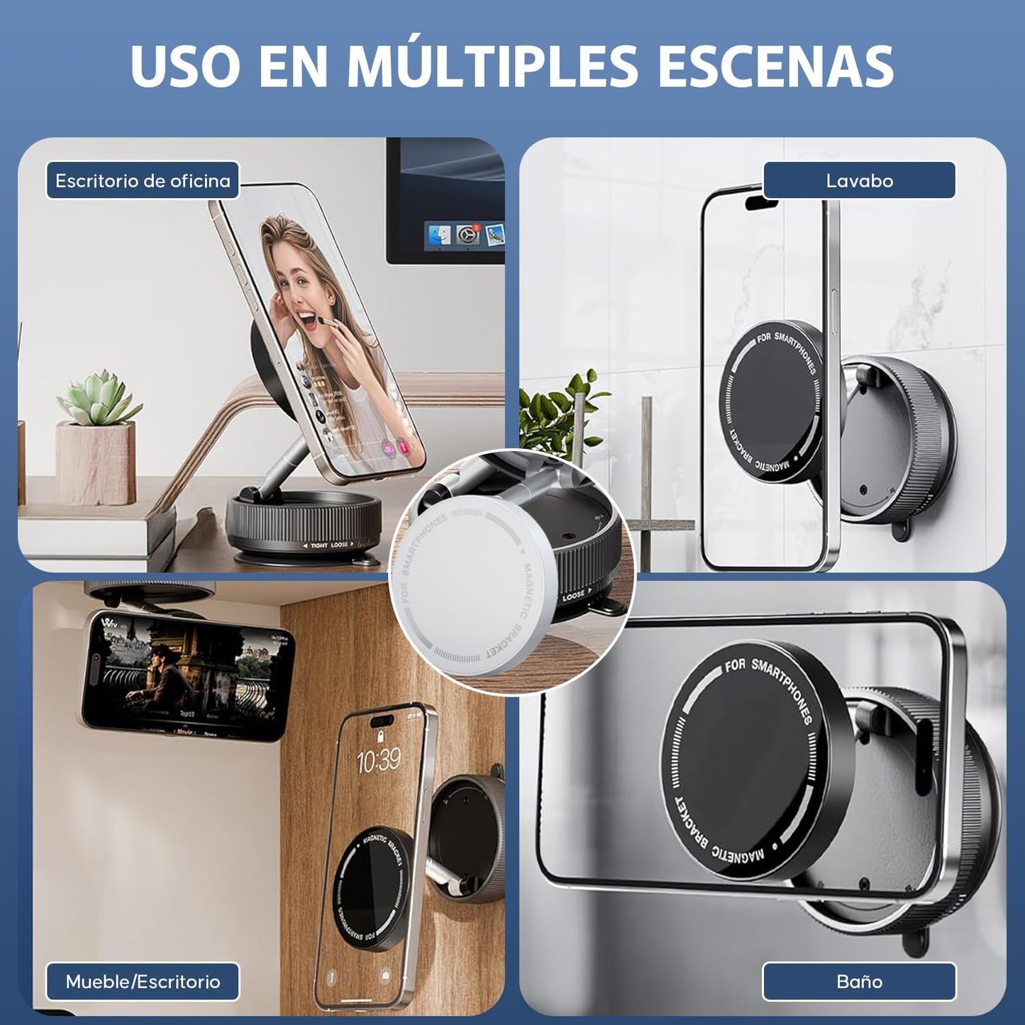 Soporte Magnético 360° – Estable, Plegable y Seguro para Auto, Hogar y Oficina