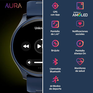 Smartwatch CUBITT Aura – Llamadas Bluetooth • Oxígeno • Sueño • Resistente al Agua