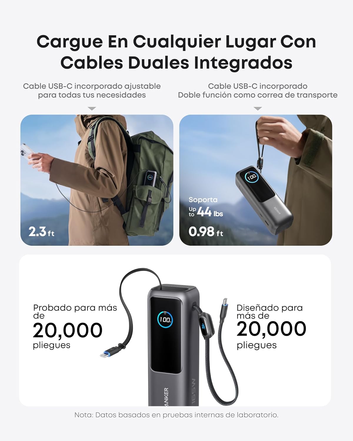 Anker Power Bank para Laptop, iPhone 17/16/15, MacBook, Samsung y más