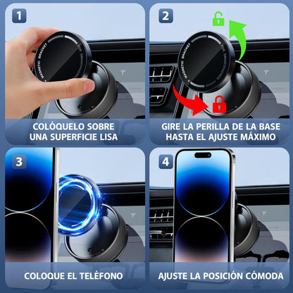 Soporte Magnético 360°  – Estable, Plegable y Seguro para Auto, Hogar y Oficina