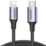 UGREEN Cable USB-C a Lightning ( IPHONE) 1M – Nylon Trenzado, Certificado MFi