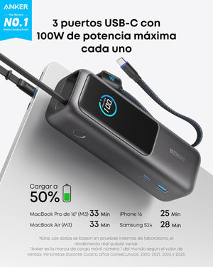 Anker Power Bank para Laptop, iPhone 17/16/15, MacBook, Samsung y más