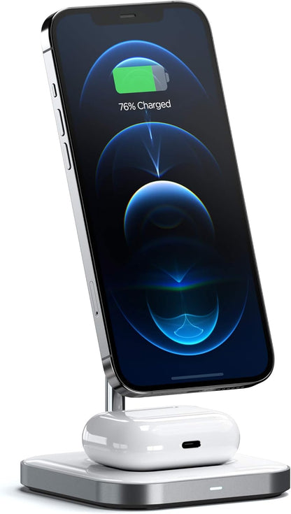 cargador inalámbrico con soporte para audífonos