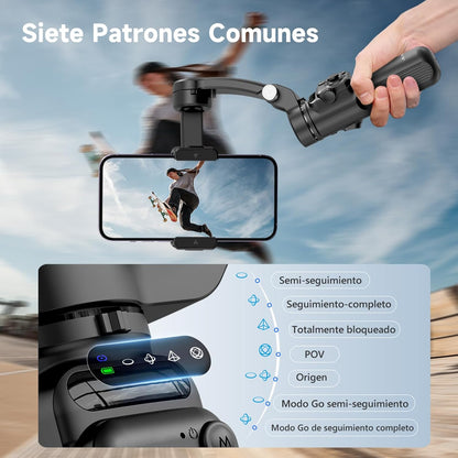 XNEN Estabilizador para Celular 3 Ejes Pro, Cardán Seguimiento de IA con RC Desmontable, Estabilizador Inteligente Plegable Portátil para Android Y iPhone