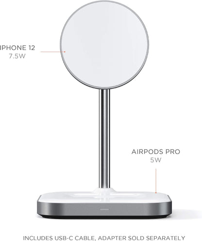 cargador inalámbrico con soporte para audífonos