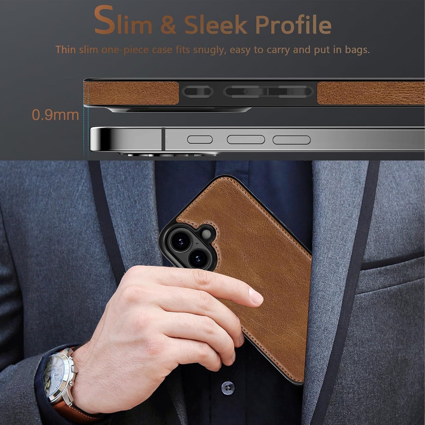 LOHASIC – iPhone 16 de piel de lujo y elegante