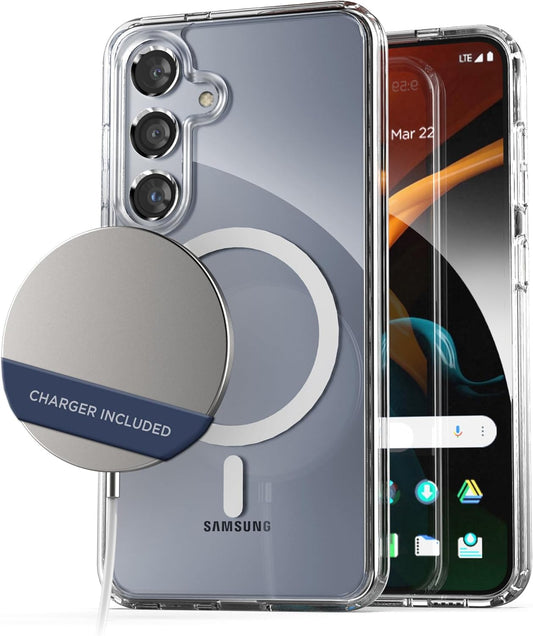 Funda magnética con cargador inalámbrico que protege y potencia tu S24 Plus.