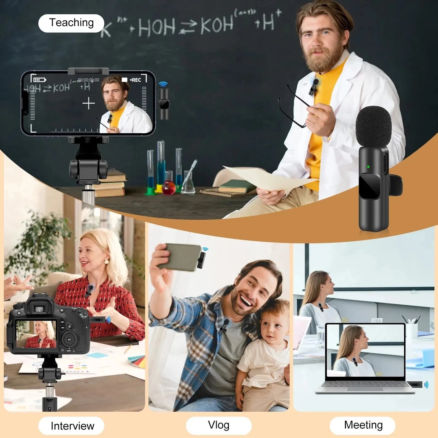 Micrófono Lavalier Inalámbrico Mini para iPhone/Android