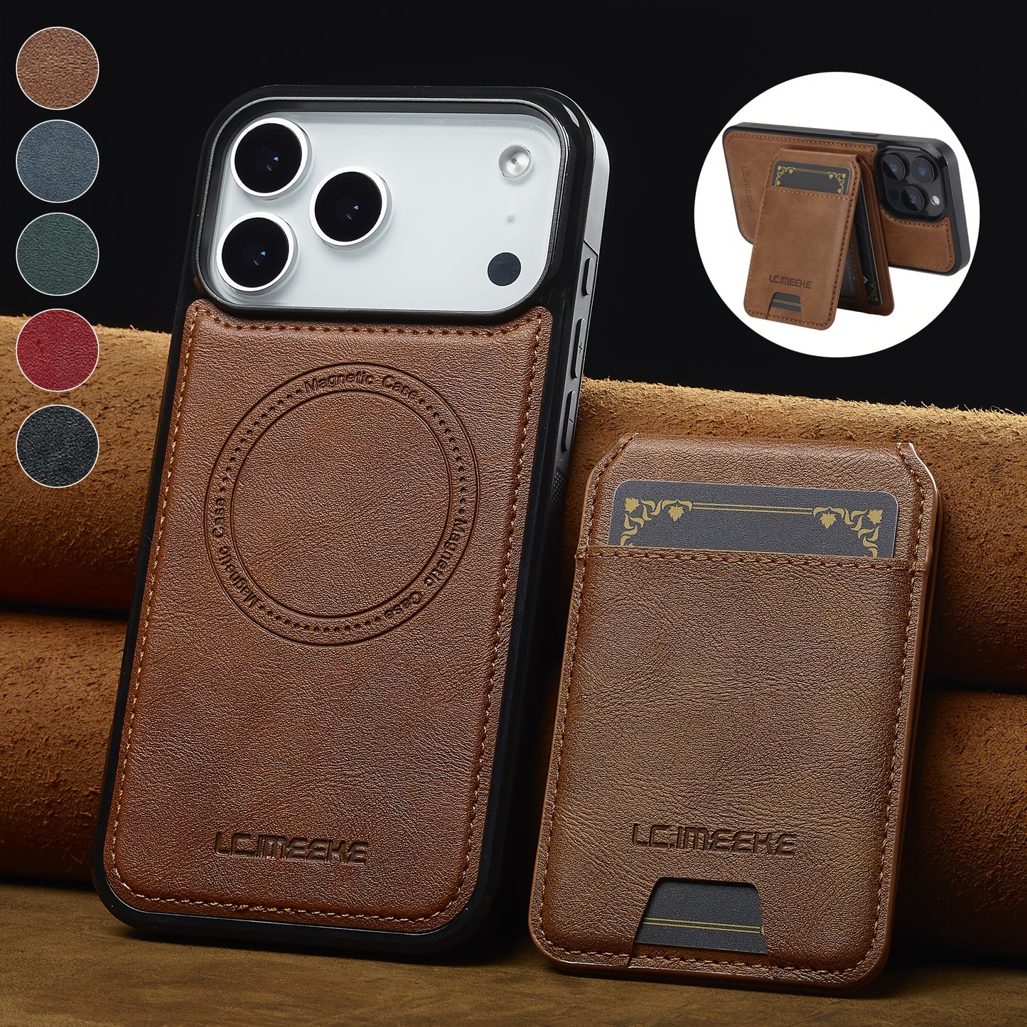 Funda Cartera Magnética de Piel Sintética para iPhone — Protección, Estilo y Funcionalidad